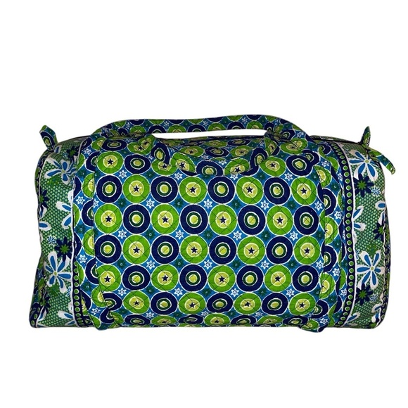 TINSLEY BLAKE Collection Large Duffel Bag Daisy Cotton Quilted Weekender GRN/BLU - Picture 3 of 8